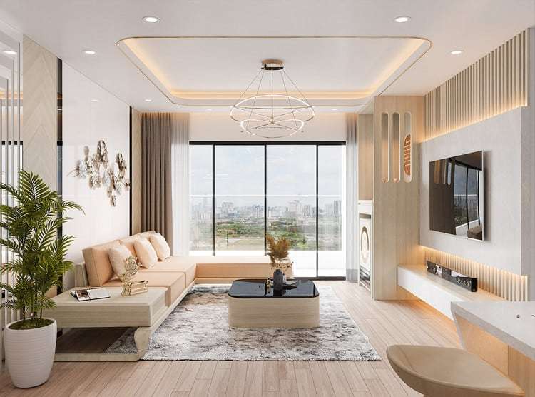 Rèm vải 2 lớp phòng khách tại Đồng Nhân, Hai Bà Trưng