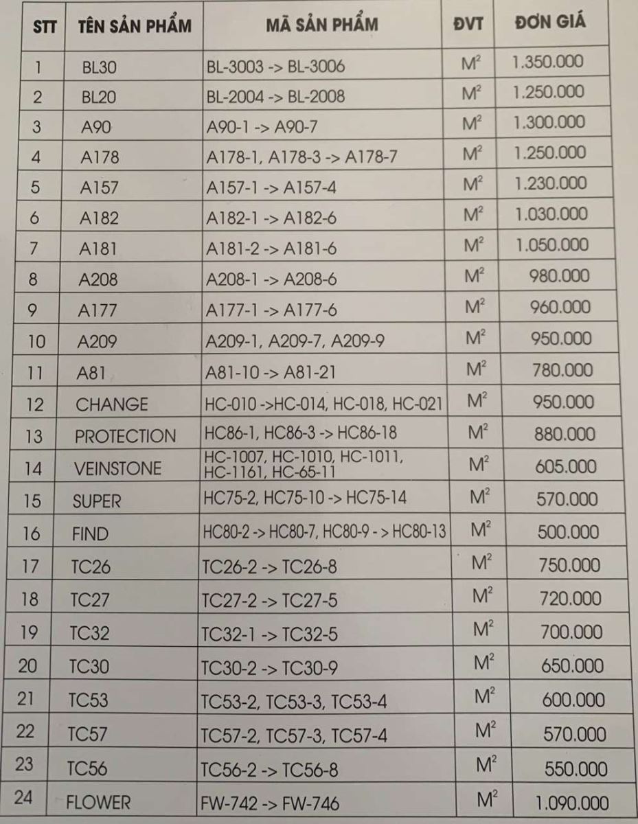 BÁO GIÁ RÈM CẦU VỒNG HC MỚI NHẤT 0975765295
