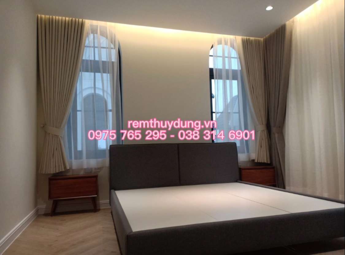 Rèm vải 2 lớp phòng ngủ đẹp tại Hoàng Mai