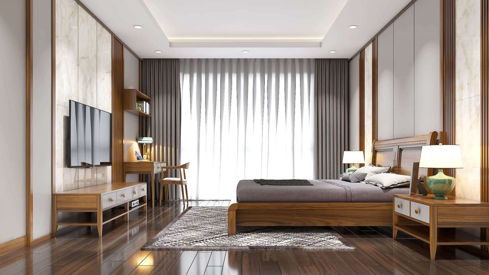 Rèm vải 2 lớp phòng khách tại Đồng Nhân, Hai Bà Trưng